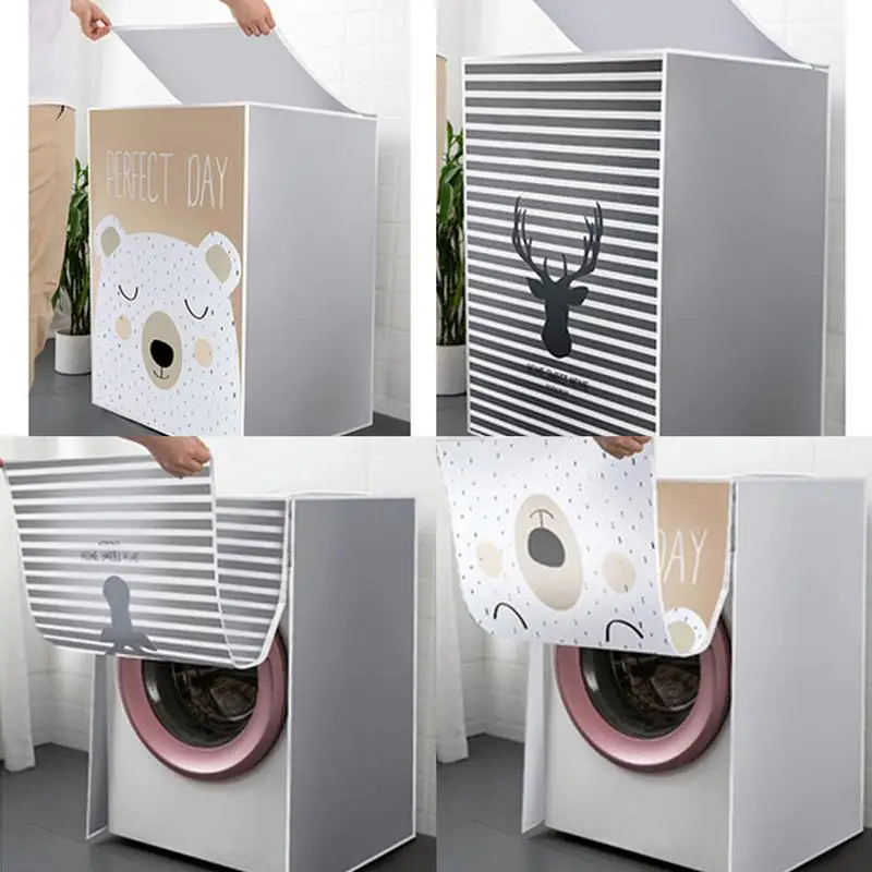 

Home Washing Machine Cover Waterproof Washer Dryer Cover With Zippers Reusable Washing Machine Protector With Cartoon Patterns
