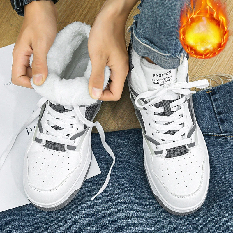 2023 New Mens Shoes Casual Warm Lace-up Men's Sports Shoes Color Matching Men's Vulcanized Shoes
