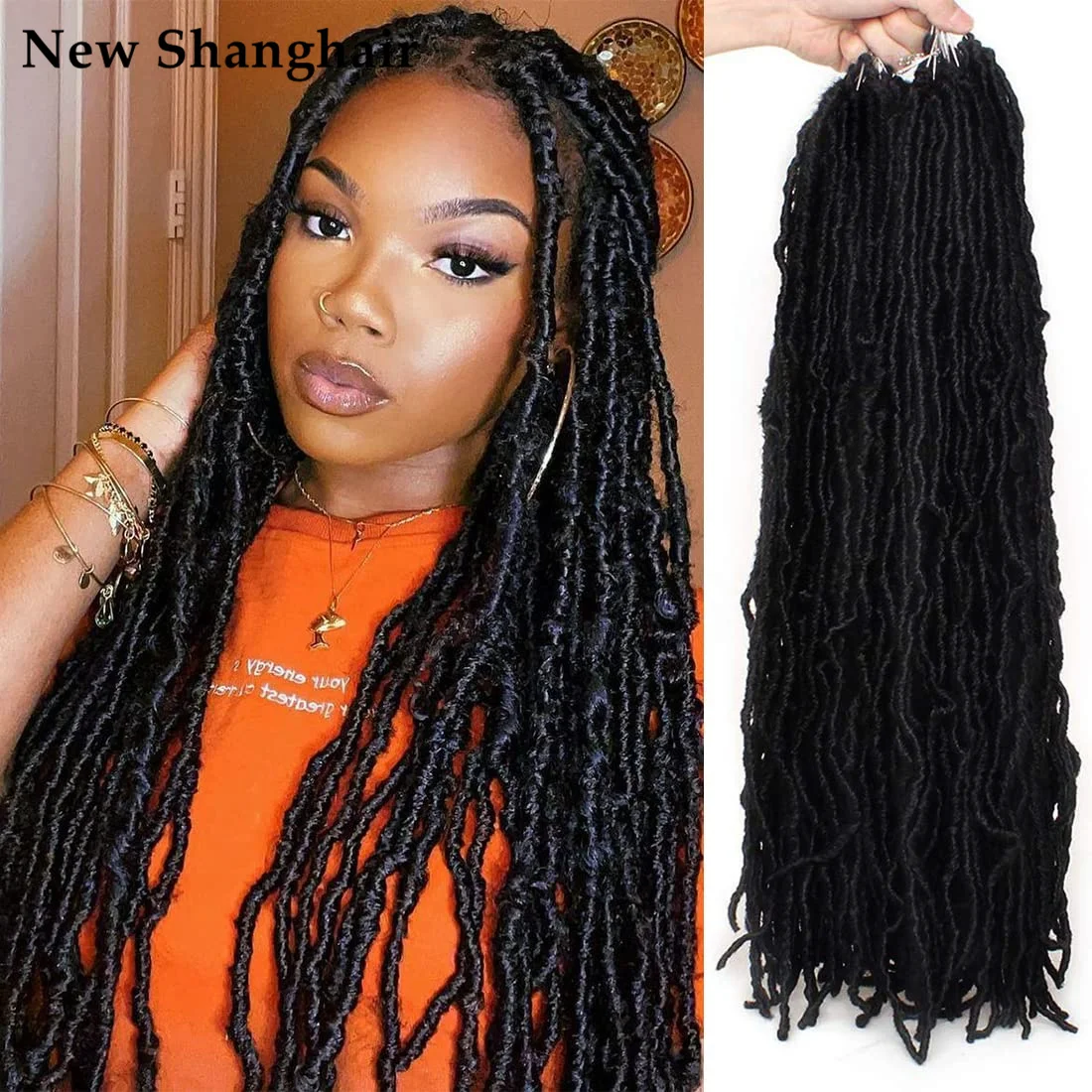 

18/24 Inch Nu Faux Locs Crochet Hair Curly Wavy African Goddess Locs Crochet Braids Hair for Black Women 21 Stands/Pack NS25