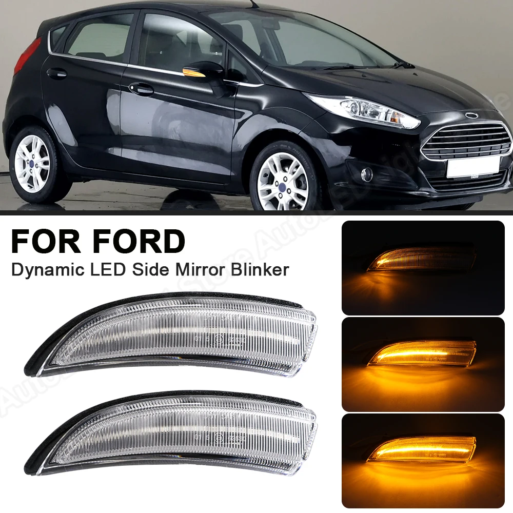 Купи For Ford Fiesta MK7 MK7.5 ST B-Max Dynamic Side Mirror Blinker LED Lights Amber 2PCS Error Free Turn Signal Indicator Lamps за 2,759 рублей в магазине AliExpress