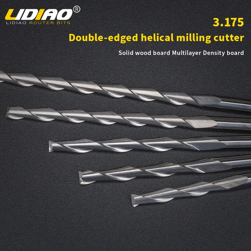 

LIDIAO10PC 3.175MM Shank Engraving Router Bit for Wood 2 Flute Spiral Milling Cutter Carving MDF PVC End Mill Carbide Tool