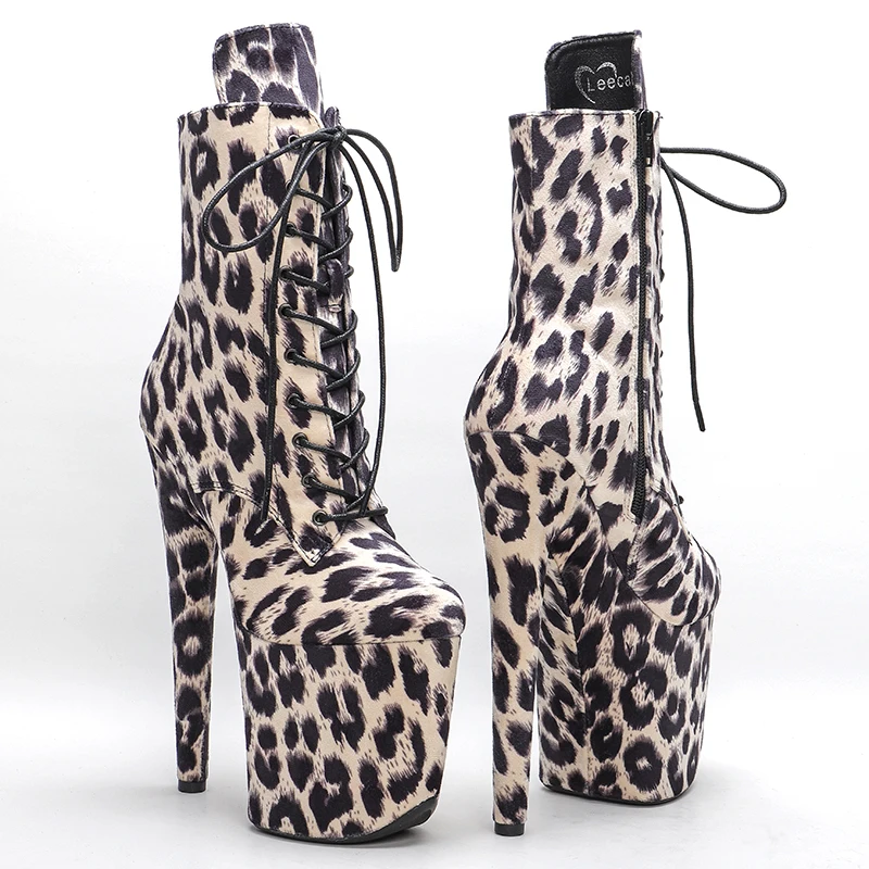 Leecabe  20CM/8inches Leopard Pole dance shoes High Heels Pole Dance boot