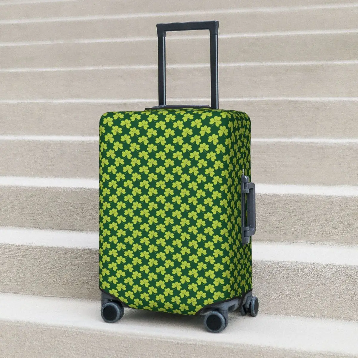 

Irish Shamrock Suitcase Cover Green Clovers Mothers day Holiday Business Strectch Luggage Accesories Protection