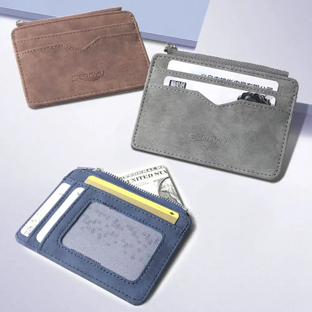 

Fashion Matte Retro Gift for Dad Short Frosted Card Holder Money Clip Wallet Coin Purse