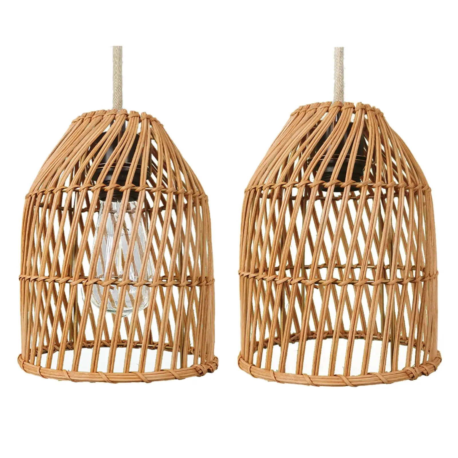 

Hand Knitted Woven Bamboo Pendant Light Cover Hanging Ceiling Lamp Shade Weaving Hanging Lamps for Dining Room Home