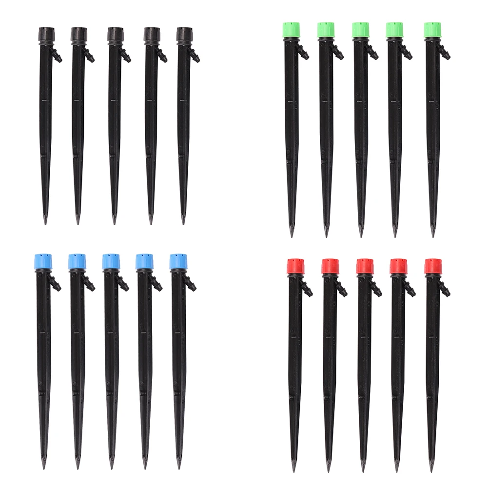 

5 Pcs Adjustable 8 Hole Long Rod Dripper Garden Irrigation Spiked Sprinkler Greenhouse Potted Plants Watering Device