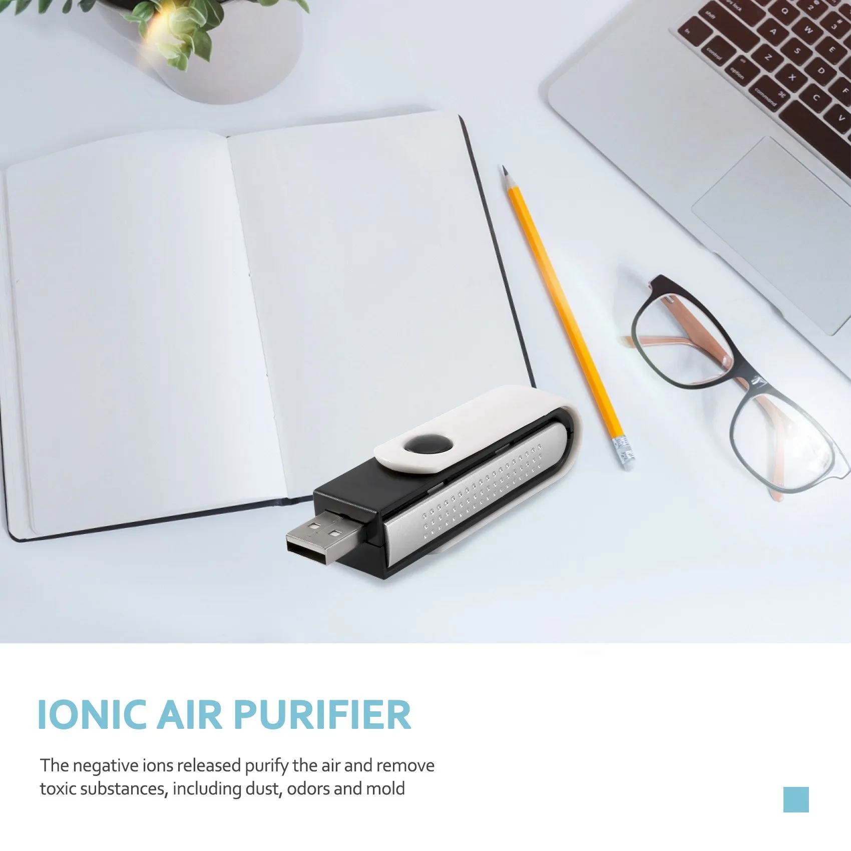 

USB ionic Oxygen Bar Freshener Air Purifier ionizer For Laptop Black+White