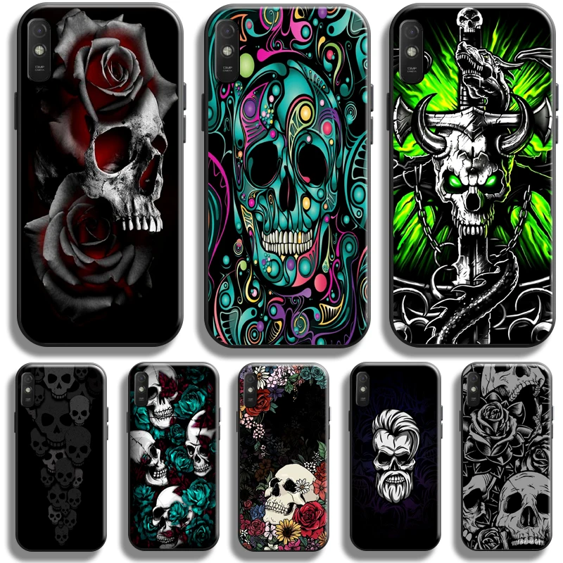 

Grim Reaper Diablo Rose Skull Case For Xiaomi Redmi 9A 9AT Phone Case For Redmi 9A Liquid Silicon TPU Back Carcasa Black
