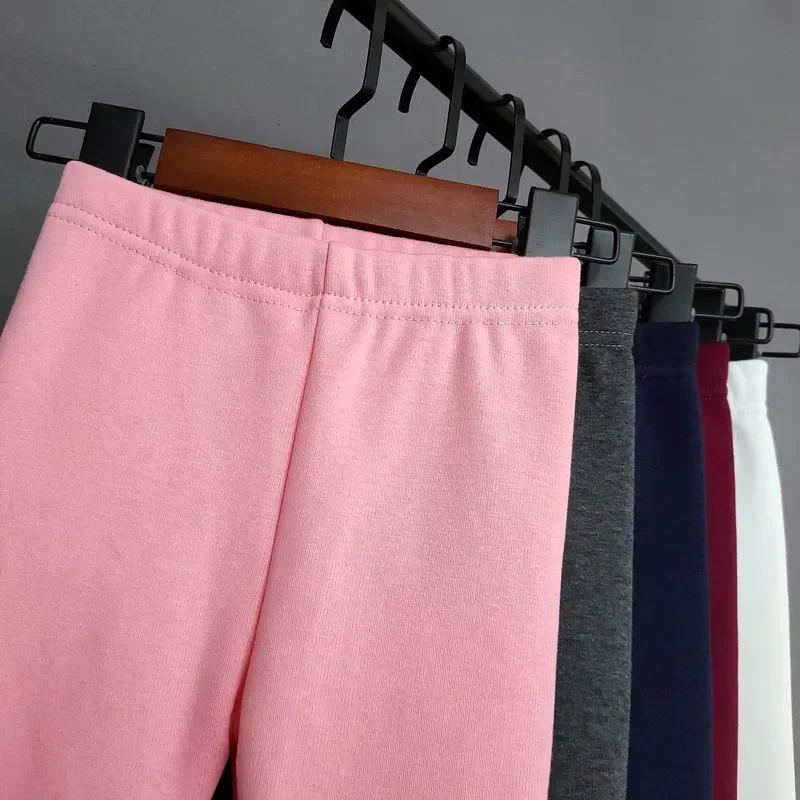 Детские леггинсы для девочек осенне-зимние хлопковые однотонные бархатные