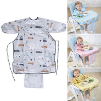 baby long sleeve bib table cover mat one piece baby bib coverall dining chair gown waterproof saliva towel burp apron