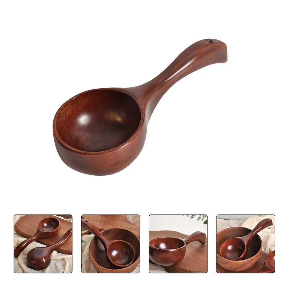 

1Pc Wooden Spoon Wooden Kitchen Ladle Wood Ladle Wooden Cooking Spoons Coffee Bean Spoon Japanese Style Ladle