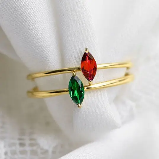

Olive Shaped Emerald Ring Is Small and Versatile, Simple and Fashionable Ins