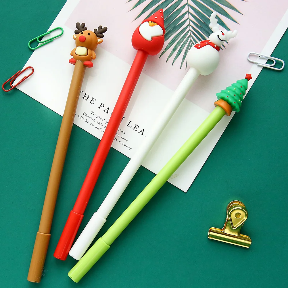 

6 Pens Christmas Elements Portable Students Stationery Writing Pens for Xmas Party Kids Gifts