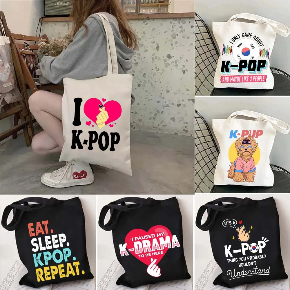 

Kawaii Korea Heart Kpop Popart Jimin Lovers Harajuku Girls Shoulder School Bag Gifts Korean Music Kdrama Shopper Canvas Handbags