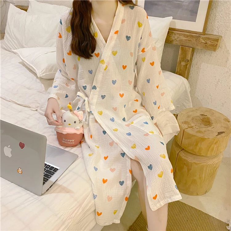 

Женская ночная рубашка из дышащего хлопка, с длинным рукавом и карманами