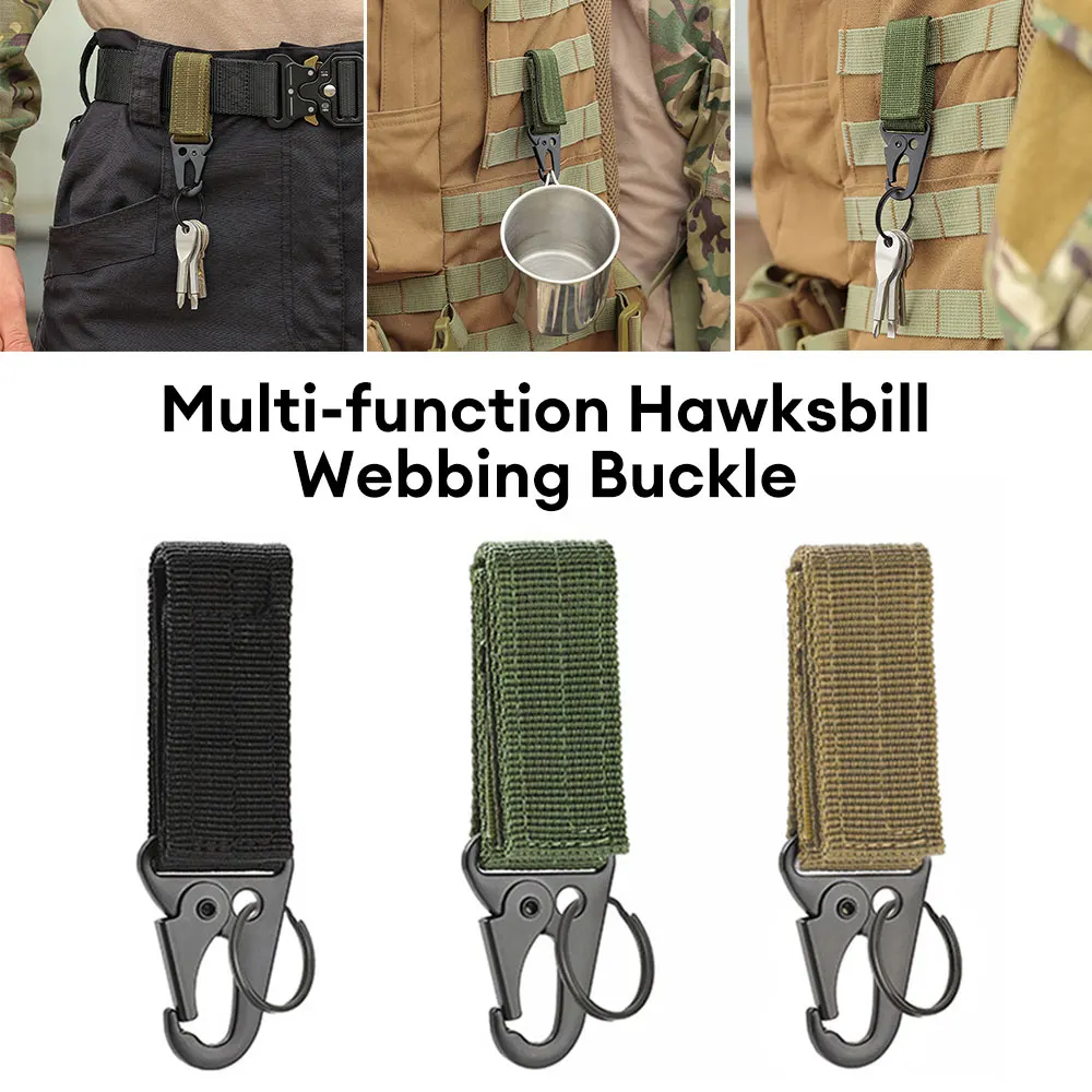 

Outdoor Camping Hiking Nylon Ribbon KeychainTactical Knapsack Triangle Backpack Waist Bag Fastener Hook Buckle Climb Tool