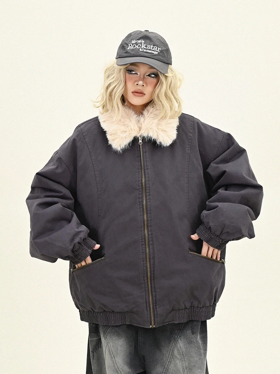 Женские парки с меховым воротником новинка зимы 2024 свободные утолщенные пальто