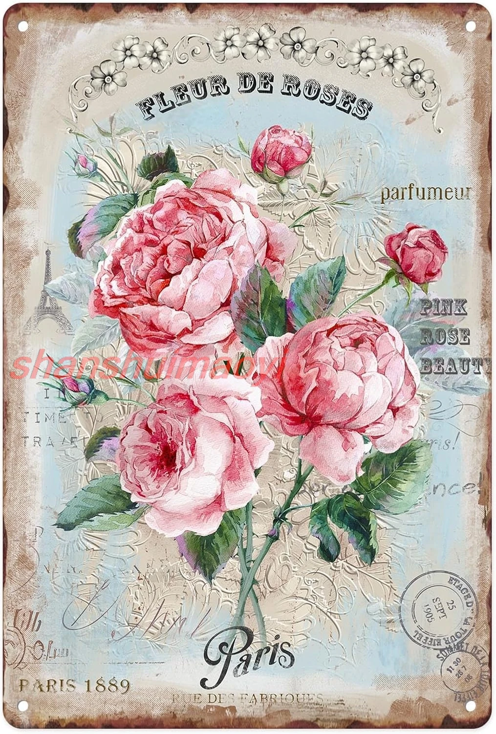 Металлическая вывеска Sanwarm 8X12 дюймов розовая цветочная роза винтажная жестяная