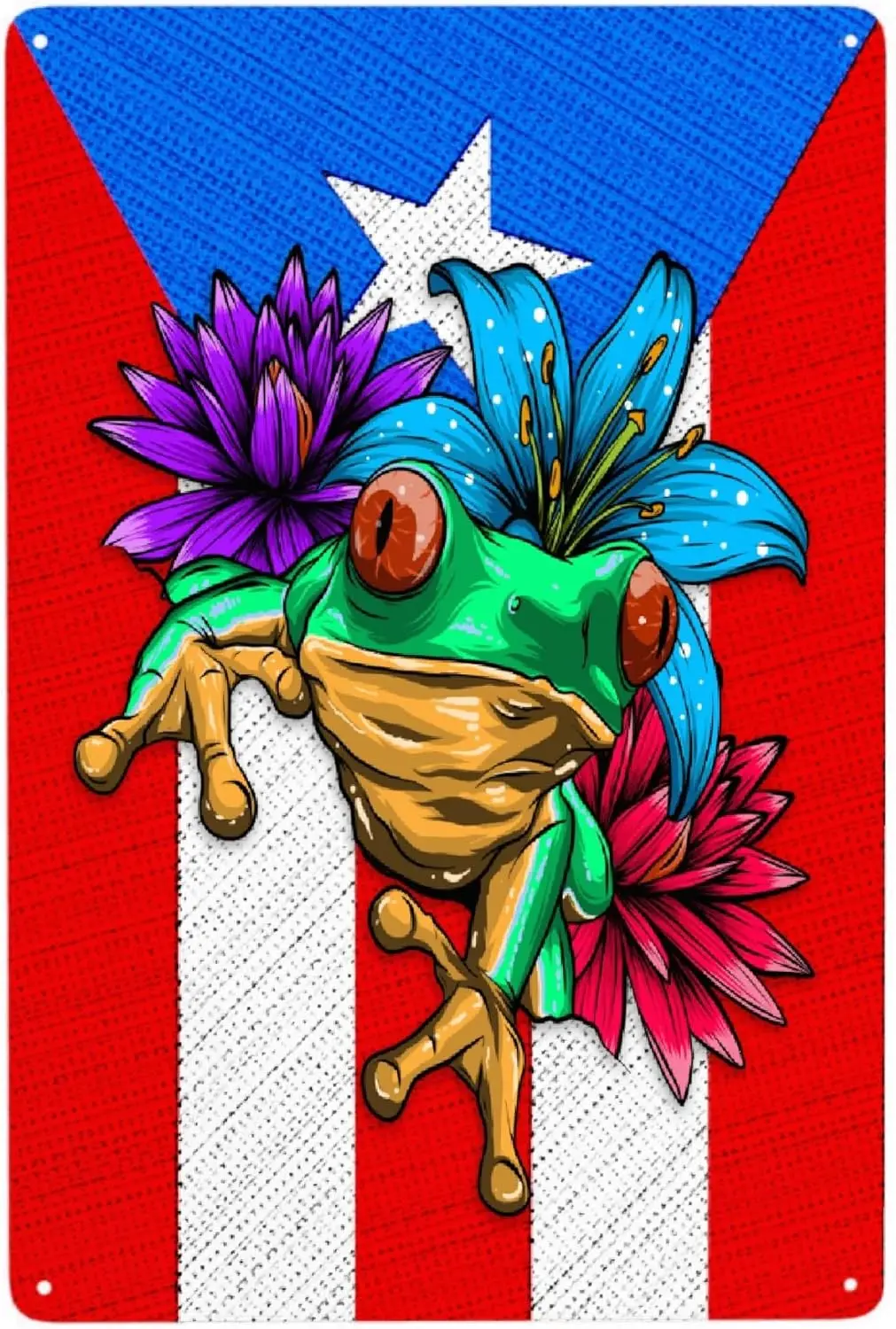 JOCASA Пуэрто-Рико флаг лягушка винтажный металлический плакат вывеска Декор-ретро