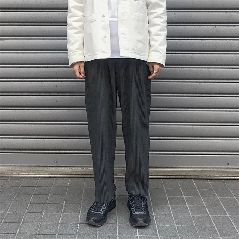 

Мужские Плиссированные брюки Lssey Miyake, Модные свободные прямые брюки в стиле Хай-стрит, повседневные брюки Харун из плиссированной ткани
