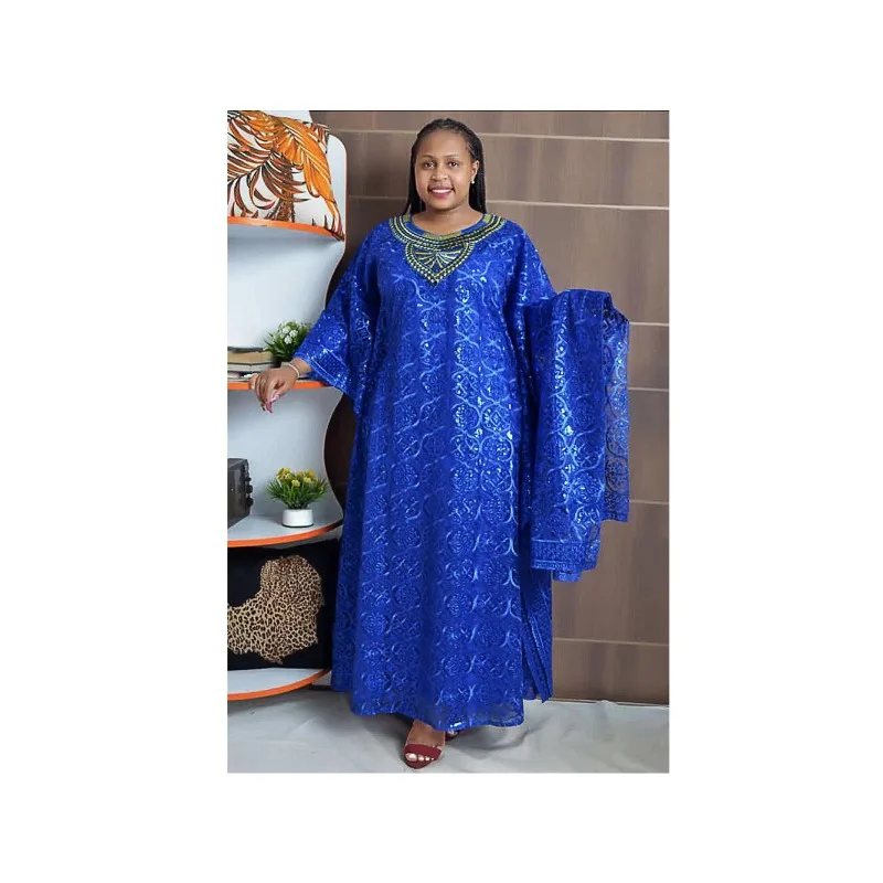 Lace Hollow Africa Dress African Dresses for Women Clothes 2025 Dashiki Taditional Boubou Arabic Robe Femme Musulmane