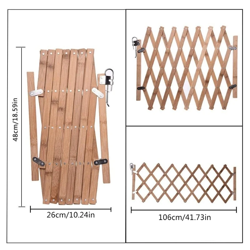 

Dog Doorways Stairs Wooden Pet 18.6'' For Install Cat Fence Easy Accordion-style Folding Houses Height To Gate Indoor Or Gate