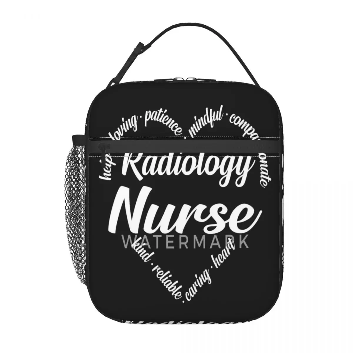 

Изолированная сумка для ланча Radiology, медсестра, сердце, слово, облако, праздничная прочная дорожная изолированная сумка для ланча, настраива...