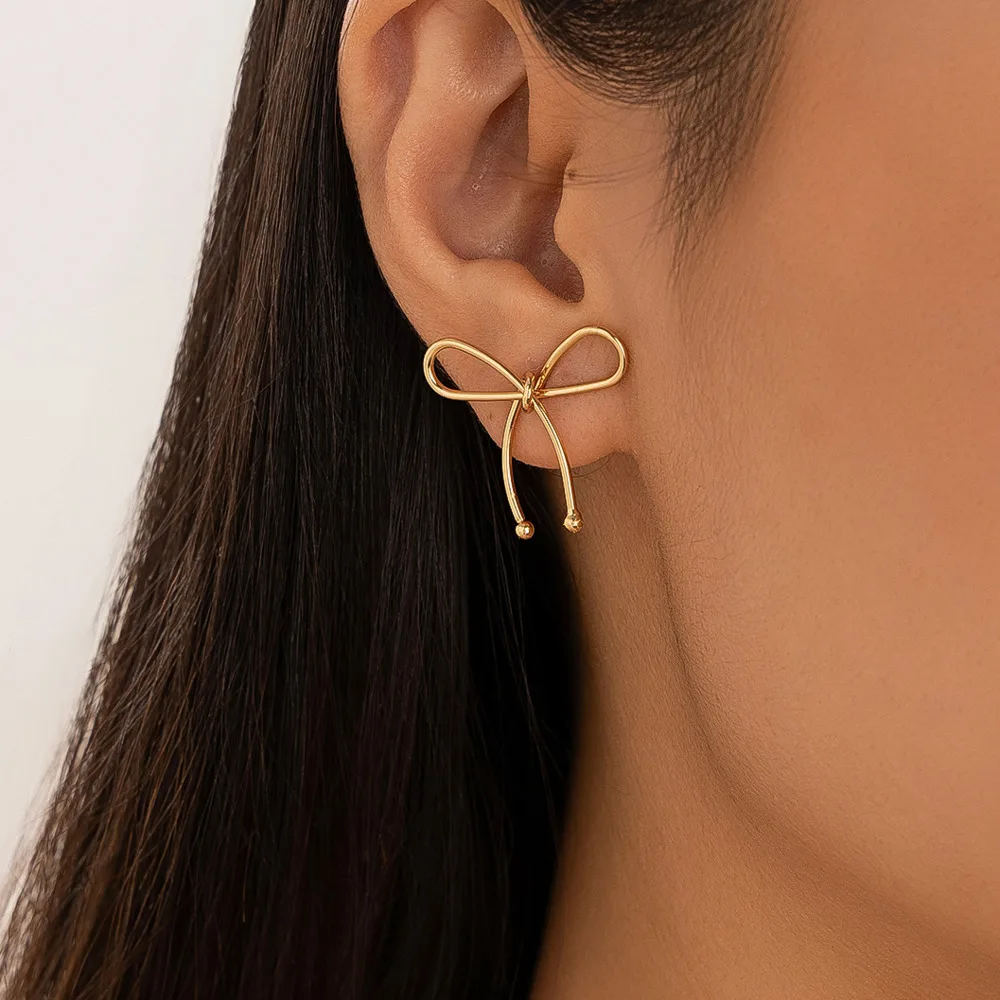 Salircon Геометрические Металлические Серьги-гвоздики Женские В Форме Банта Модные