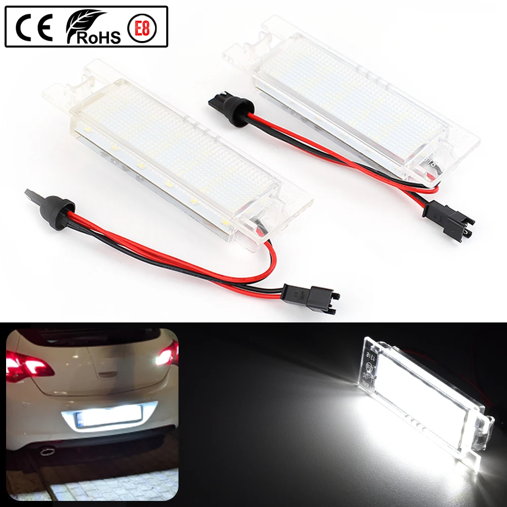 

2 Pcs For Opel Astra H J OPC Corsa C D Insignia Car LED Number License Plate Lights Lamp Auto Replacement Accessories