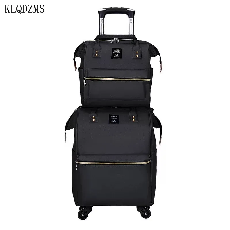 KLQDZMS Oxford Cloth Luggage Case Cabin Backpack Suitcase Suit Men's And Women's Portable Carry-On Roller High-Capacity Backpack