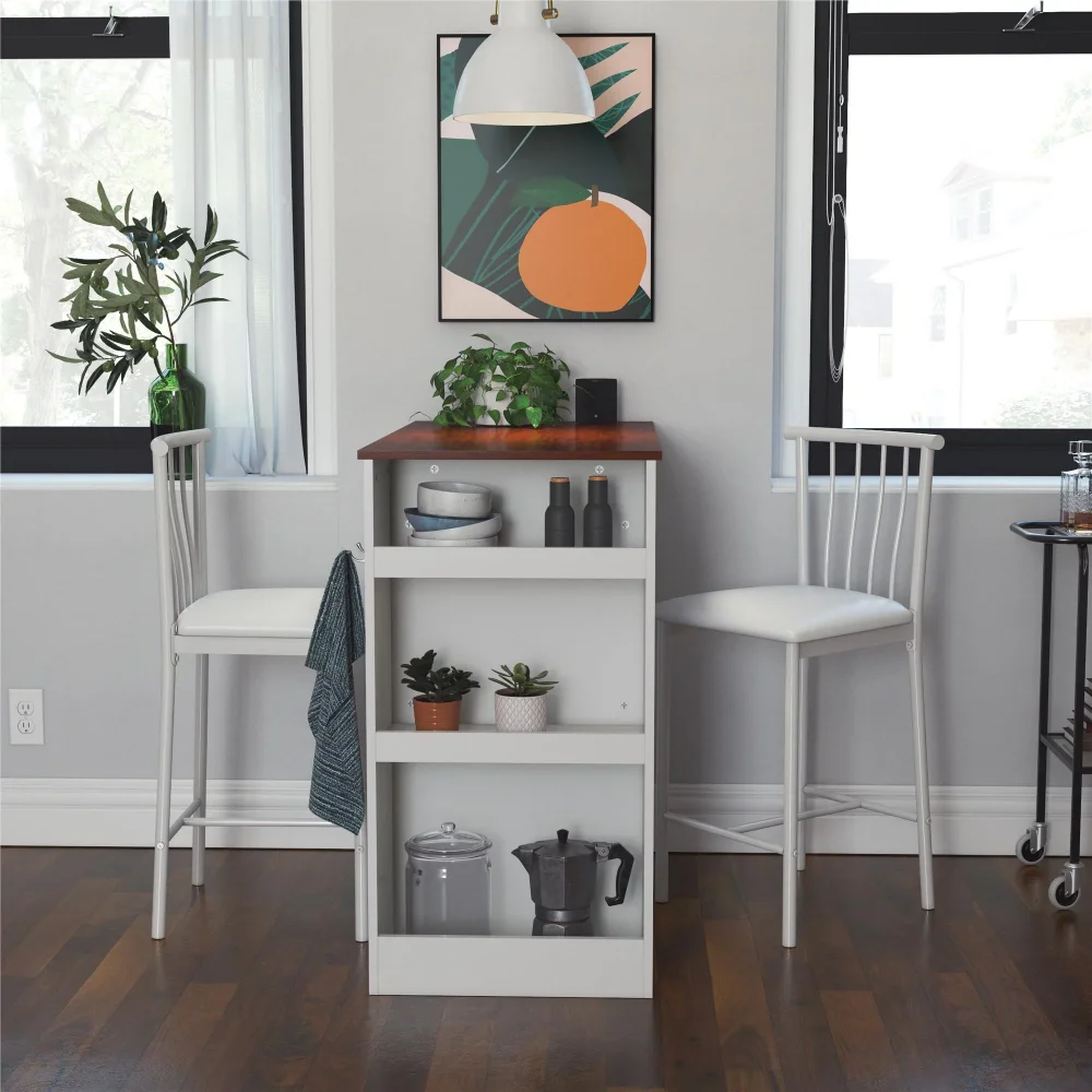 

DHP 3-Piece Counter Height Dining Set with Storage, White