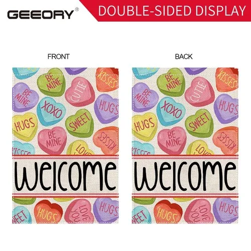 Флаг для сада GEEORY ко Дню святого Валентина с сердечками, 12 x 18 дюймов - Hugs XOXO Be ... OOV IIC (art.: 3920da0bcf453) - 3920da0bcf453