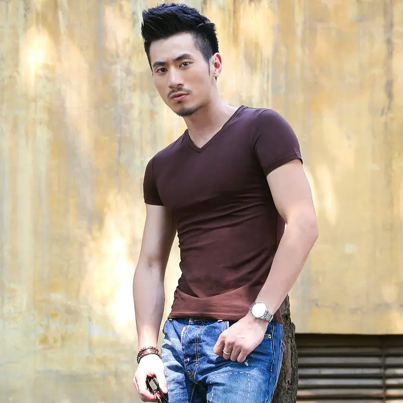 

SS5240- men's cotton short-sleeved t-shirt men's clothes neck half sleeve bottoming shirt tide