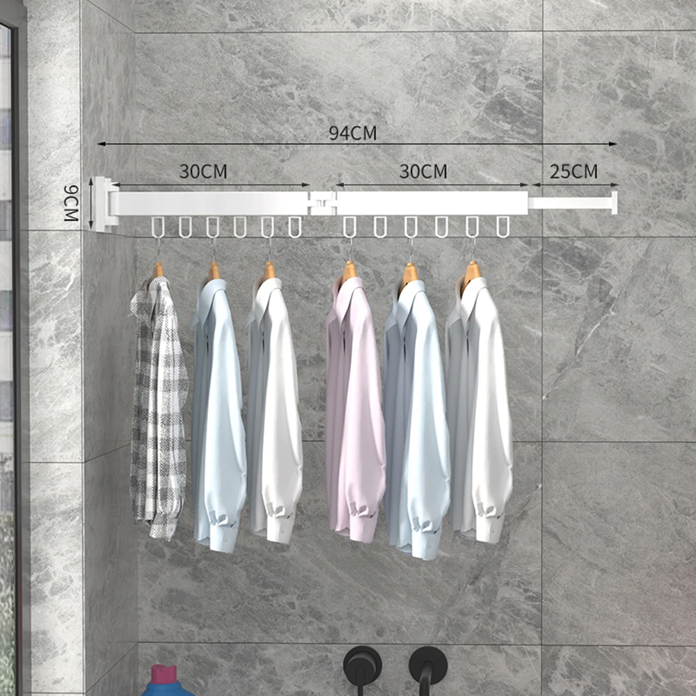 

Punch-Free Foldable Clothes Drying Pole Household Durable Clothes Hanger Pole For Bathroom