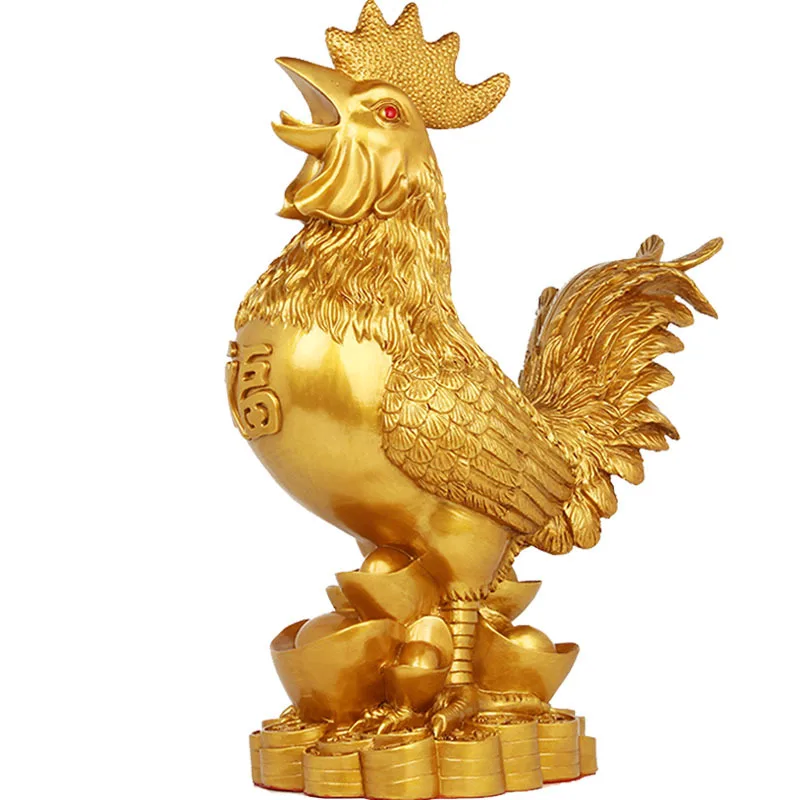 

WSHYUFEI GOLDEN CHICKEN DECORATION GOLD PLATING LUCKY COCK RESIN STATUE LIVING ROOM TV CABINET FIGURINES CHINESE DECORATIONS