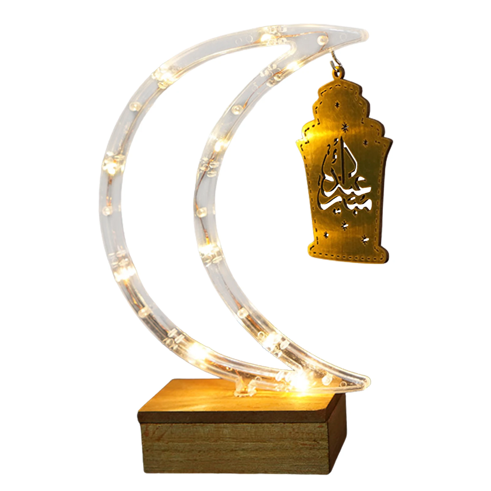 

EID Mubarak, деревянная подвеска, искусственный мусульманский декор для вечеринки, яркий светильник лый орнамент в форме Луны