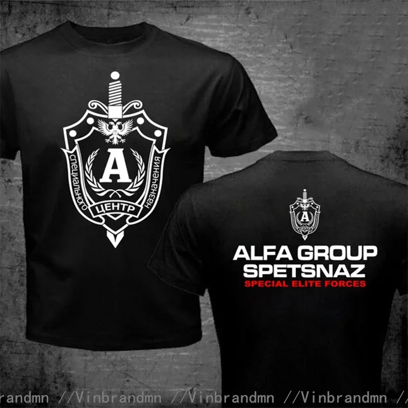 Фото Русская футболка Spetsnaz Alfa Alpha Unit Counter Terrorist Special Unit Forces, мужская забавная футболка снайперской группы русской армии Alpha №2