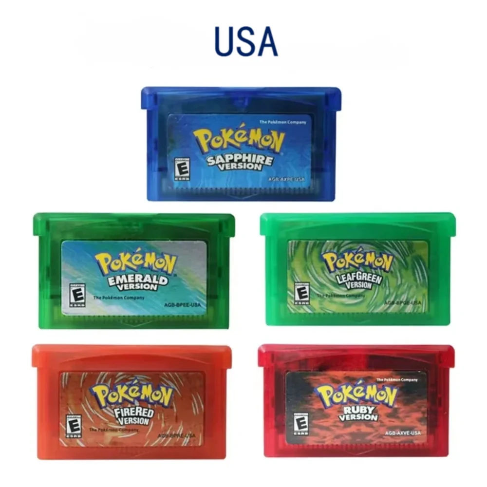 Картридж для видеоигр GBA консольная карта серии Pokemon Ruby FireRed Sapphire Emerald LeafGreen версия