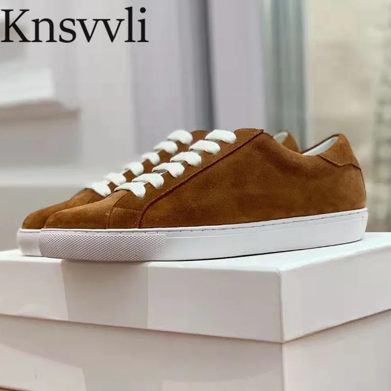 

Basic Flats Shoes Women Lace Up Cow Suede Style Casual Shoes Woman Street Walk Genuine Leather Shoes Women 35-41 Size
