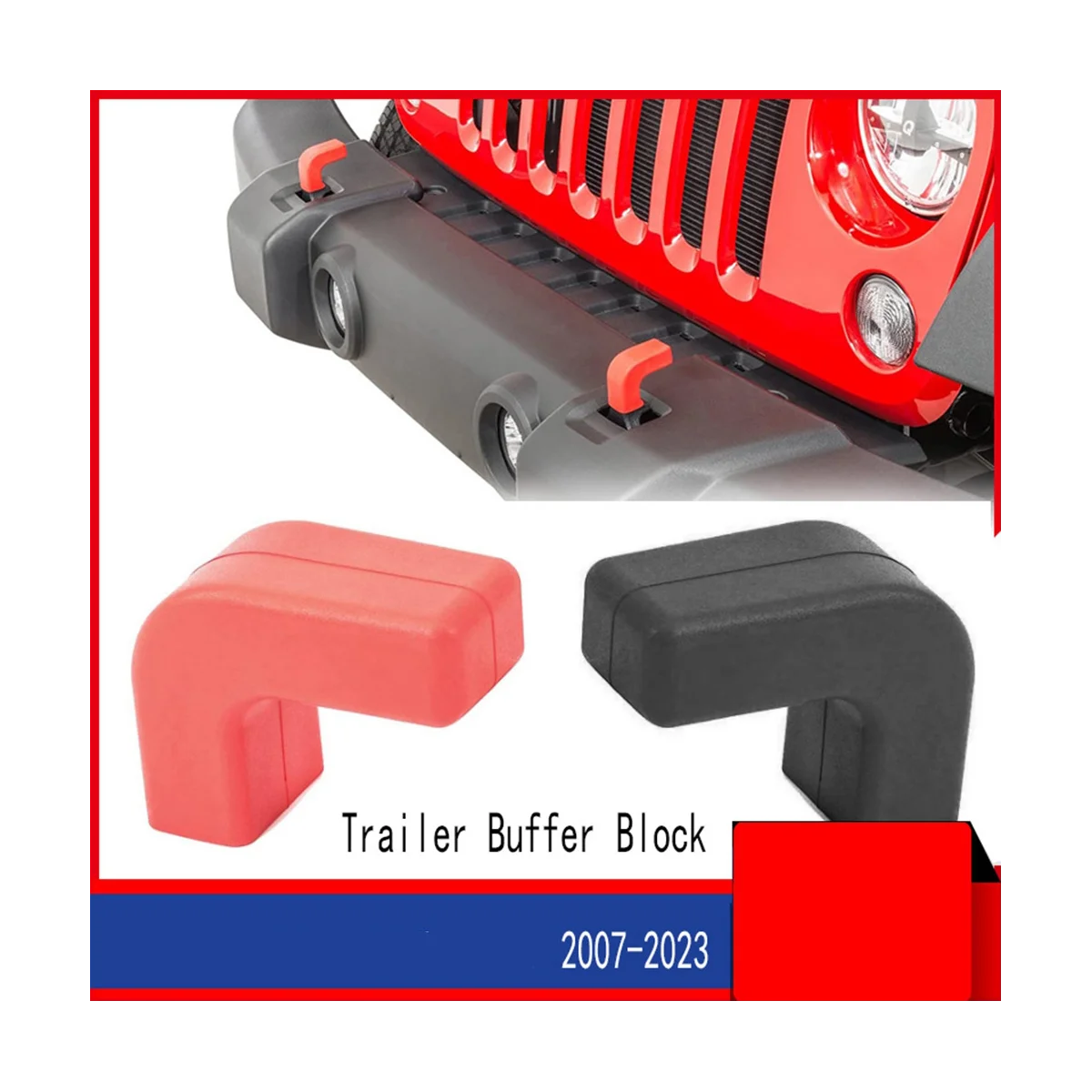 

Car Red Front Bumper Bar Towing Trailer Hook Trailer Buffer Block for Jeep JK JL JT Wrangler 2007-2023
