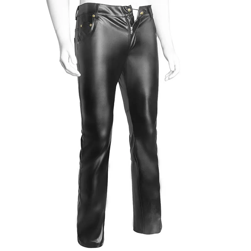 

AIIOU Mens Black Faux Leather Pants Long Trousers Sexy Skinny Straight Gothic Tights Mens Leggings Slim Fit Tight Men Pants