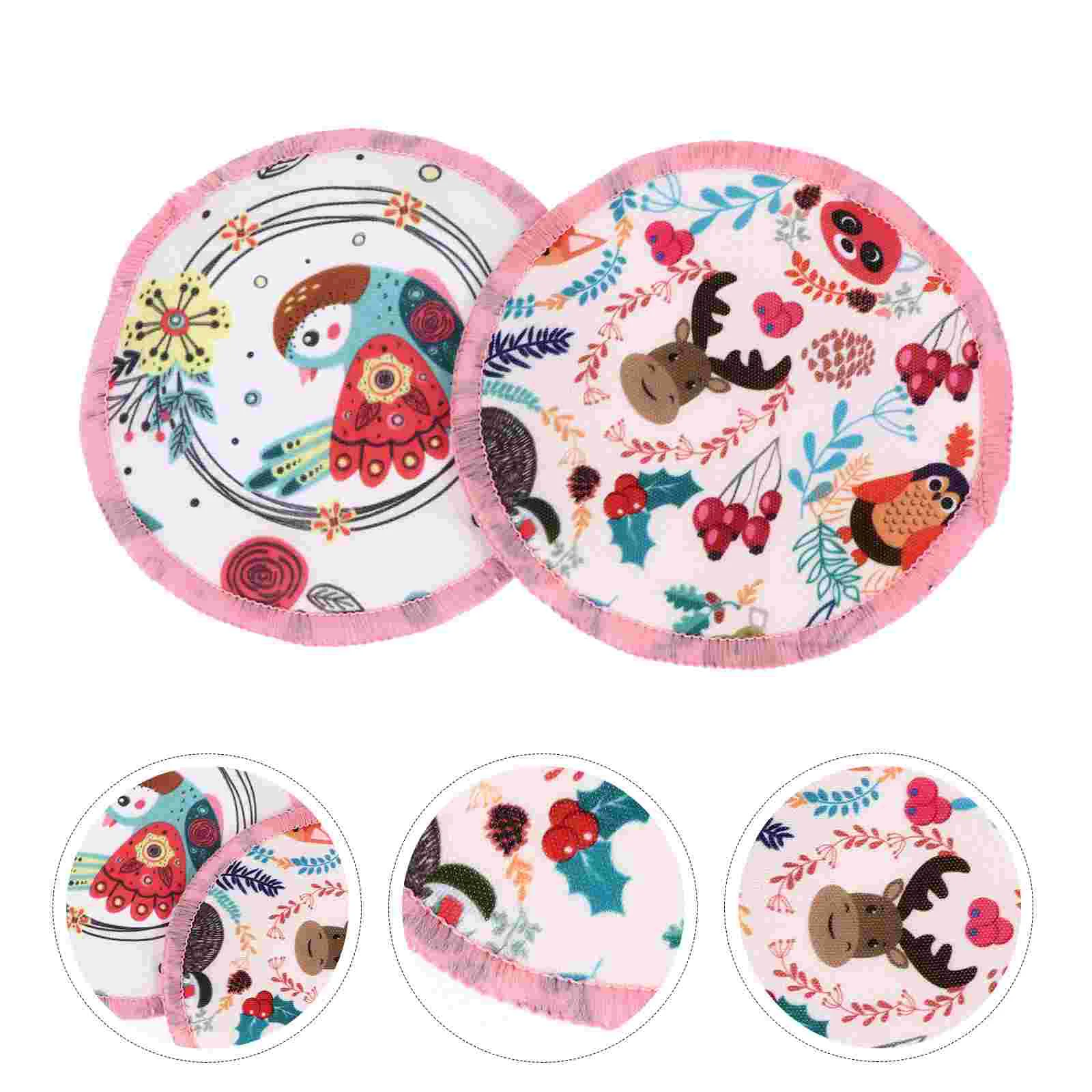 

6 Pcs Breast Pads Set Pads Nursing Breast Breastfeeding 10cm Printing Polyester Cotton Washable Cushion