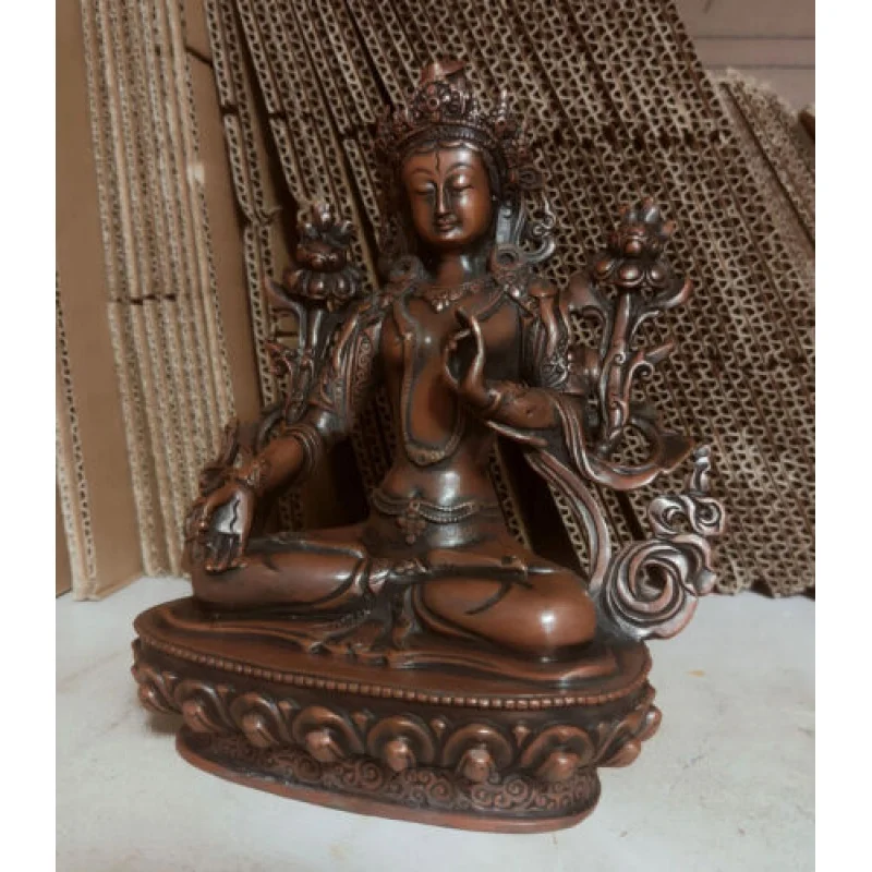 

Buddhism Blessed Vajra Bronze Brown Guanyin Tara White Buddha Statue 22cm