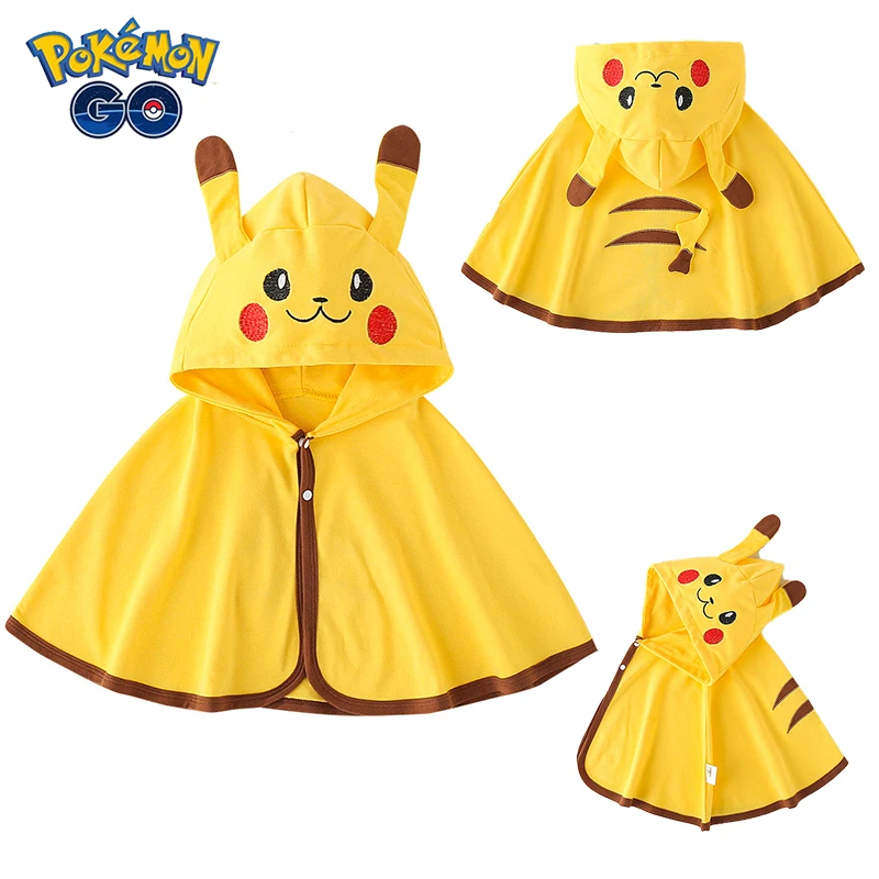

Cartoon Pokemon Pikachu Baby Girl Cloak 3-9 Months Babies' Cloak Princess Coat Spring and Autumn Windproof When Going out Shawl