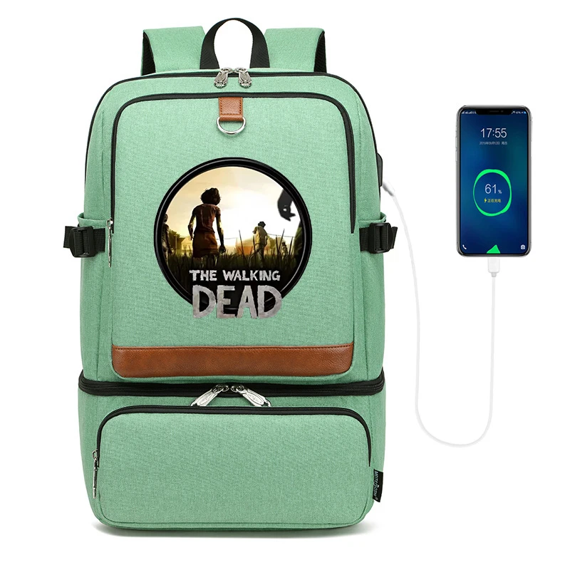 

The Walking Dead Laptop Backpack Compartment USB Waterproof Backpacks Cooler Bags Outdoor Hiking Thermal Insulated lunch Bag