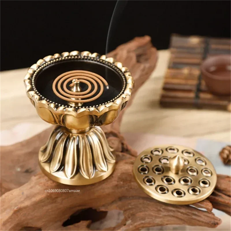 Курильница из чистой меди Zen Lotus медная курильница старинное сокровище лампа в