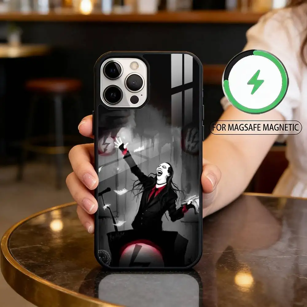 Фото Чехол для телефона M-Marilyn Singer Manson для iPhone 17, 16, 15, 14, 13, 12, 11 Plus, Pro Max с магнитным креплением для беспроводной зарядки Magsafe. №5