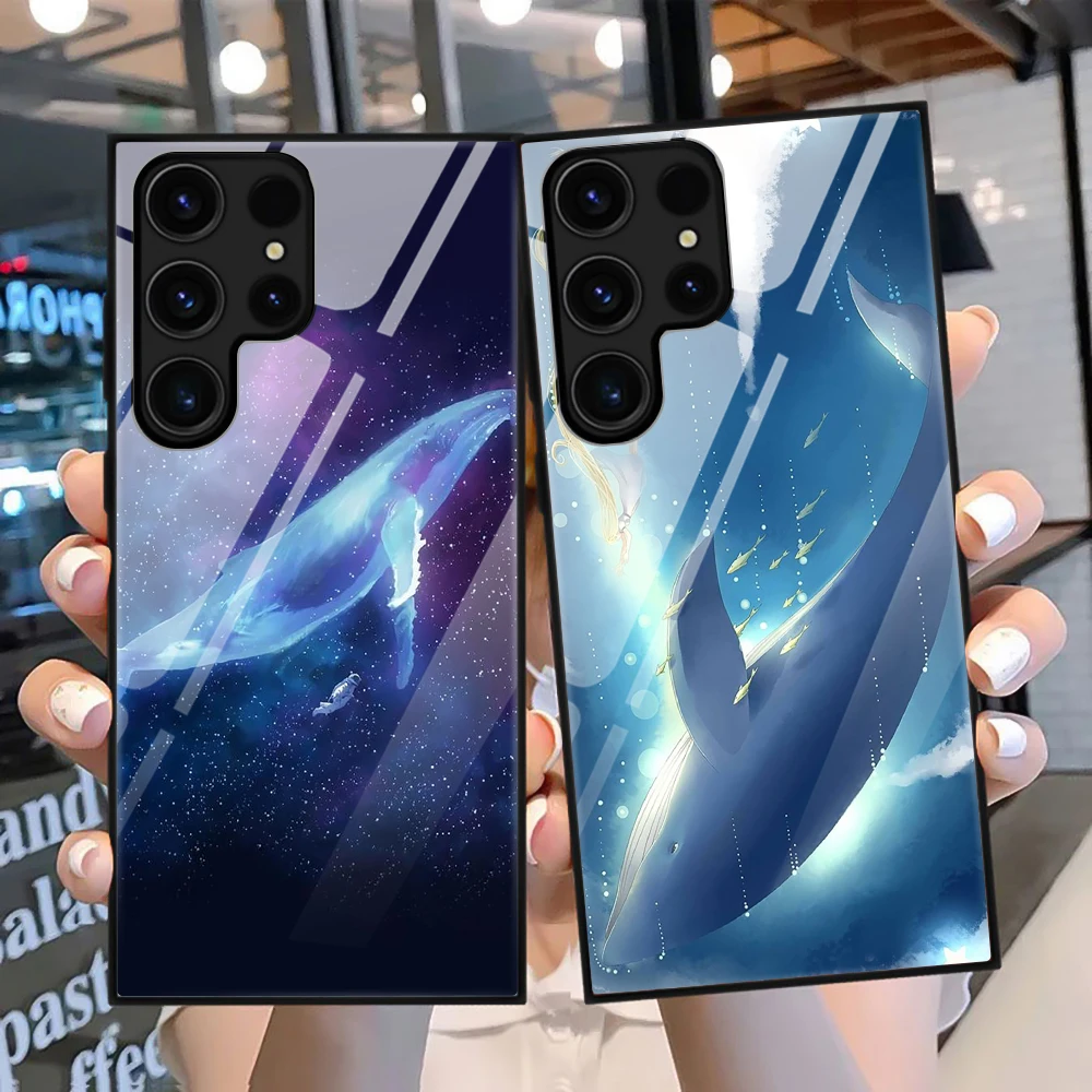 

Dream Starry Whale Phone Case for Samsung Galaxy S23 S22 S21 S20 S21 S20 FE 5G S10 Plus S10e Note 10 20 Tempered Glass Cover