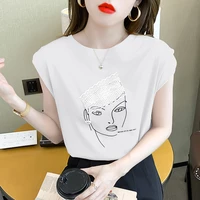 4 colors sleeveless t shirt women 2022 summertop ins trend slim round neck shoulder pad female clothing top
