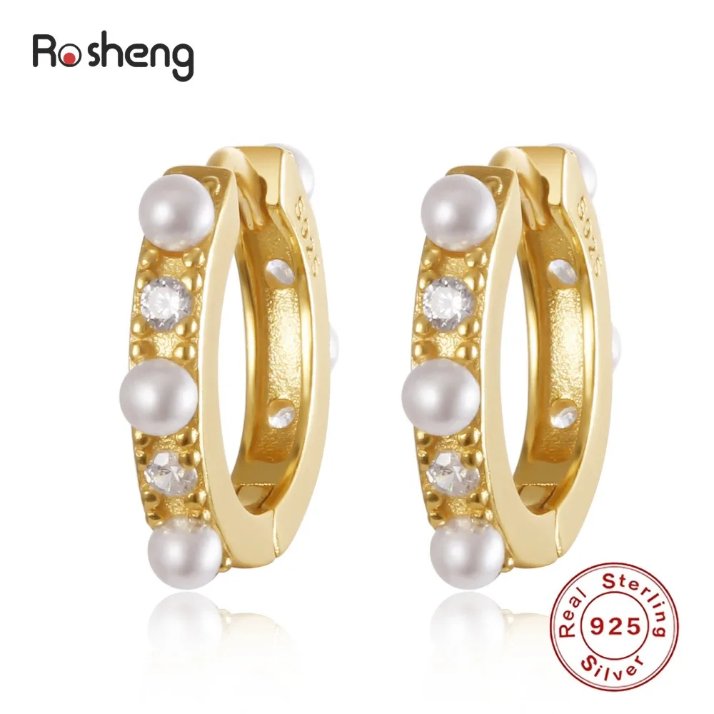 

Женские серьги-кольца с жемчугом из стерлингового серебра 925 пробы в Корейском стиле